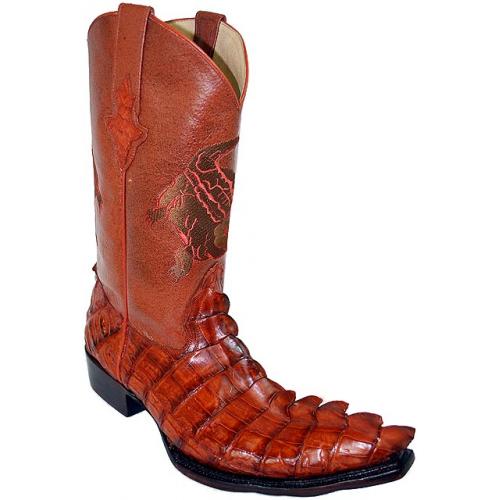 Pecos Bill  "Monster" Cognac All-Over Hornback Crocodile With Big Crocodile Tail Boots